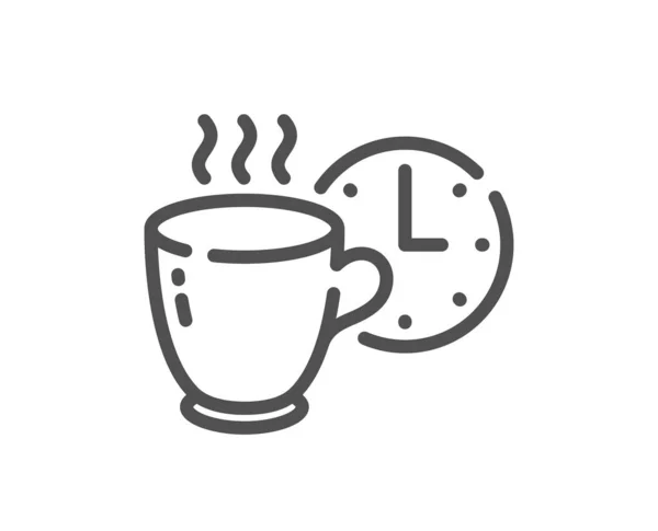 咖啡休息线图标 早餐热茶标志 咖啡时间的象征质量设计要素 线性风格的咖啡休息图标 可编辑的中风 — 图库矢量图片
