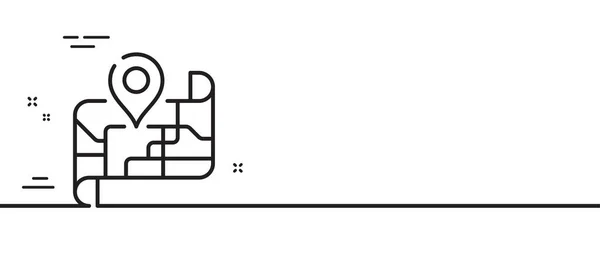 Karta Linje Ikon Placera Nålskylt Färdsymbol Minimal Linje Illustration Bakgrund — Stock vektor