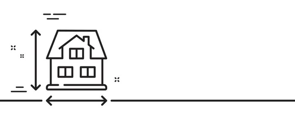 房子尺寸线条图标 建筑物大小标志 建筑测量符号 最小线条图解背景 房屋尺寸线图标图案横幅 白色网络模板的概念 — 图库矢量图片