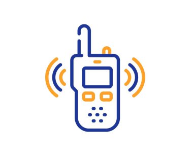 Verici hattı simgesi. Telsiz seti işareti. Taşınabilir ses alıcı sembolü. Renkli ince çizgi ana hatları. Doğrusal biçim verici simgesi. Düzenlenebilir felç. Vektör