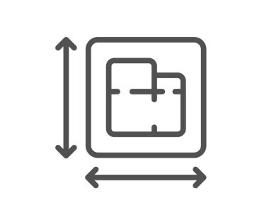 Floor plan line icon. Room dimension sign. House area measurement symbol. Quality design element. Linear style floor plan icon. Editable stroke. Vector clipart