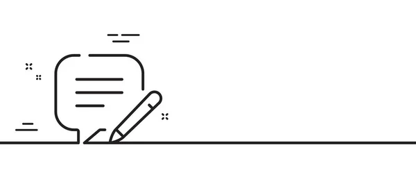 Zeilensymbol Schreiben Mail Zeichen Bearbeiten Memo Sprechblasensymbol Minimale Zeilenillustration Hintergrund — Stockvektor