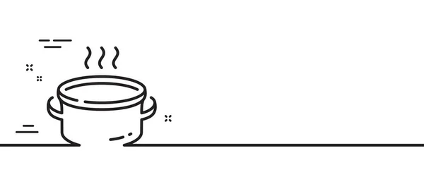 ソーパン線のアイコン 台所の鍋の看板 食品調理器具のシンボル 最小限の線のイラストの背景 ソーパンラインアイコンパターンバナー ホワイトウェブテンプレートのコンセプト ベクトル — ストックベクタ