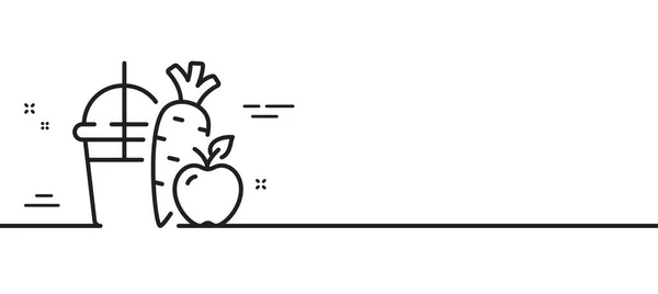 果汁线图标 胡萝卜 有苹果平滑的标志 新鲜蔬菜的象征 最小线条图解背景 果汁线图标图案横幅 白色网络模板的概念 — 图库矢量图片