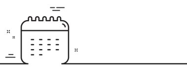 Takvim çizgisi simgesi. Tarih hatırlatma işareti. Yıllık planlama sembolü. Asgari çizgi çizimi arka planı. Takvim çizgisi simge pankartı. Beyaz ağ şablonu konsepti. Vektör