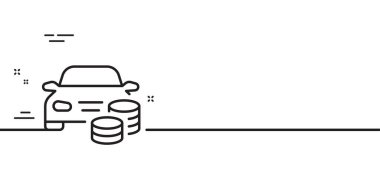 Araba hattı ikonu al. Kira taşıma tabelası. Araç peşinat sembolü. Asgari çizgi çizimi arka planı. Araba hattı ikon desenli pankart al. Beyaz ağ şablonu konsepti. Vektör