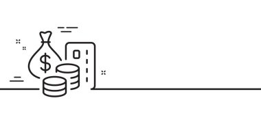Para çizgisi simgesi. Kredi kartı tabelası. Nakit ödeme sembolü. Asgari çizgi çizimi arka planı. Para hattı ikon desenli afiş. Beyaz ağ şablonu konsepti. Vektör