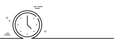 Zaman çizgisi simgesi. Çalışma saatleri tabelası. Teslimat dönemi sembolü. Asgari çizgi çizimi arka planı. Zaman çizgisi simge pankartı. Beyaz ağ şablonu konsepti. Vektör