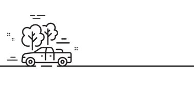 Tavlama çizgisi simgesi. Transit taşıma işareti. Seyahat arabası sembolü. Asgari çizgi çizimi arka planı. Tavlama çizgisi simge pankartı. Beyaz ağ şablonu konsepti. Vektör