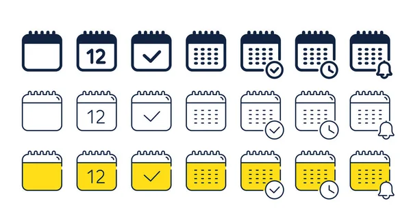 Calendar Icon Set Date Planner Signs Set Event Reminder Calendar — Stock Vector