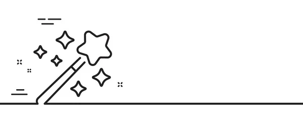 Zauberstab Linie Symbol Zauberer Strichschild Assistenzwerkzeug Mit Sternsymbol Minimale Zeilenillustration — Stockvektor