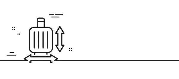 機内持ち込み手荷物サイズラインアイコン 手荷物の寸法記号 トラベルキャリーオンバッグのシンボル 最小限の線のイラストの背景 手荷物サイズラインアイコンパターンバナー ベクトル — ストックベクタ