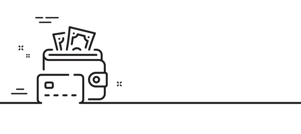 マネーラインのアイコン 現金の財布のサイン クレジットカードの記号 最小限の線のイラストの背景 マネーラインアイコンパターンバナー ホワイトウェブテンプレートのコンセプト ベクトル — ストックベクタ