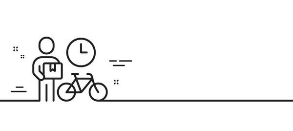 Cykelkurir Linje Ikon Leveransskylt Snabb Stadstransportsymbol Minimal Linje Illustration Bakgrund — Stock vektor