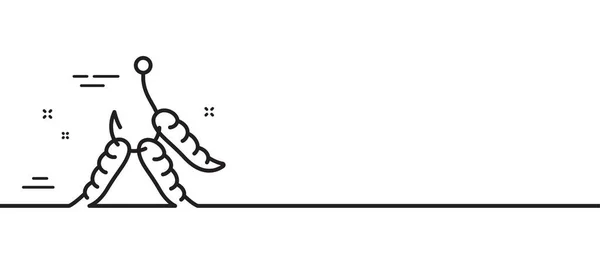 Maggots Line Icon Fishing Hook Worms Sign Fishhook Bait Symbol — Stock Vector