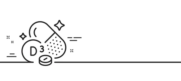 Значок Линии Витамина Знак Питательных Веществ Холекальциферола Символ Дополнения Капсулы — стоковый вектор