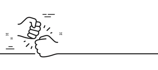 最初のバンプラインアイコン 友人のジェスチャーヒット記号 ブロ手のシンボル 最小限の線のイラストの背景 バンプラインアイコンパターンバナーを開始します ホワイトウェブテンプレートのコンセプト ベクトル — ストックベクタ