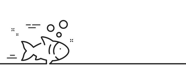 Icône Ligne Poisson Panneau Pêche Symbole Fruits Mer Frais Illustration — Image vectorielle