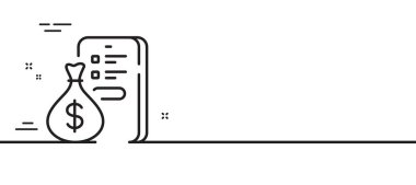 Para çizgisi simgesi. Yatırım formunu imzalayın. Telefon ticareti sembolü. Asgari çizgi çizimi arka planı. Para hattı ikon desenli afiş. Beyaz ağ şablonu konsepti. Vektör