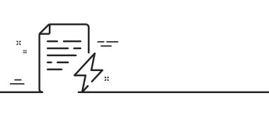 Güç sertifikası çizgisi simgesi. Elektrik enerjisi belgesi. El sembolünü yükle. Asgari çizgi çizimi arka planı. Güç sertifikası simge desenli pankart. Beyaz ağ şablonu konsepti. Vektör