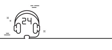 Danışmanlık hattı ikonu. Destek servisi işareti. Müşteri yardım hattı sembolü. Asgari çizgi çizimi arka planı. Danışmanlık hattı ikon desenli pankart. Beyaz ağ şablonu konsepti. Vektör