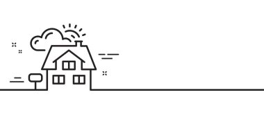 Emlakçı çizgisi ikonu. Emlakçı imzası. Emlak acentesinin sembolü. Asgari çizgi çizimi arka planı. Emlakçı çizgisi ikon desenli pankart. Beyaz ağ şablonu konsepti. Vektör