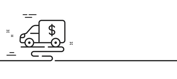 现金转运线图标 收钱卡车的标志 收银机符号 最小线条图解背景 现金转运线图标图案横幅 白色网络模板的概念 — 图库矢量图片