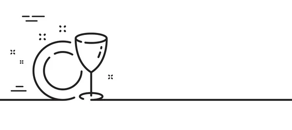 Значок Линии Тарелки Посуда Знак Винного Стекла Продовольственная Посуда Символ — стоковый вектор