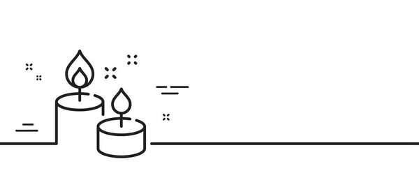 アロマキャンドルラインアイコン スパのキャンドルライトサイン リラクゼーションの象徴のための芳香族ウィック 最小限の線のイラストの背景 アロマキャンドルラインアイコンパターンバナー ホワイトウェブテンプレートのコンセプト ベクトル — ストックベクタ