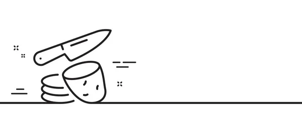 ポテトチップスのアイコン スライスしたジャガイモの看板 エコ野菜のシンボル 最小限の線のイラストの背景 ポテトチップスのラインアイコンパターンバナー ホワイトウェブテンプレートのコンセプト ベクトル — ストックベクタ