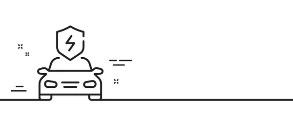 汽车充电线图标 电动车收费标志 电盾符号 最小线条图解背景 汽车充电线图标图案横幅 白色网络模板的概念 — 图库矢量图片