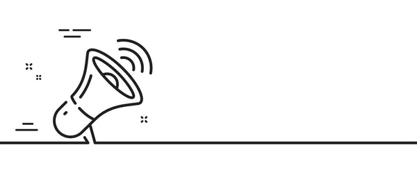 メガフォンラインのアイコン スピーカーサインを提供します 販売促進記号 最小限の線のイラストの背景 メガホンラインのアイコンパターンバナー ホワイトウェブテンプレートのコンセプト ベクトル — ストックベクタ