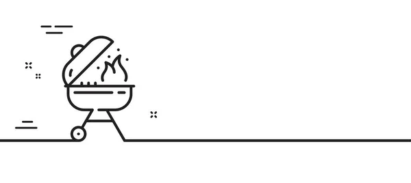 Значок Гриль Линии Барбекю Плита Приготовления Пищи Знак Мясо Жаровня — стоковый вектор