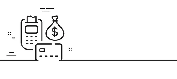 付款行图标 信用卡钱的签名 资金转移符号 最小线条图解背景 付款行图标图案横幅 白色网络模板的概念 — 图库矢量图片