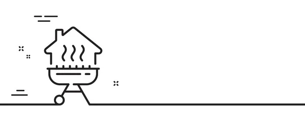 Значок Линии Домашнего Гриля Барбекю Плита Приготовления Пищи Знак Символ — стоковый вектор