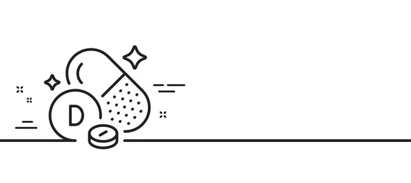Вітамін Значок Лінії Харчовий Поживний Знак Символ Доповнення Капсули Або — стоковий вектор