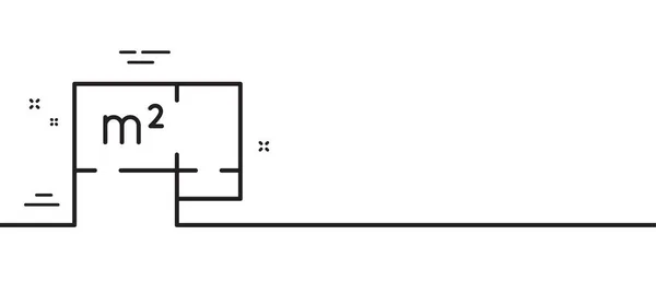 フロアプランのラインアイコン フロアプランのサインだ 生活空間のシンボルの平方メートル 最小限の線のイラストの背景 フロアプランラインアイコンパターンバナー ホワイトウェブテンプレートのコンセプト ベクトル — ストックベクタ
