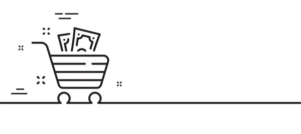 食料品バスケットラインのアイコン ショッピングカートの看板 物価インフレの象徴 最小限の線のイラストの背景 食料品バスケットラインアイコンパターンバナー ホワイトウェブテンプレートのコンセプト ベクトル — ストックベクタ