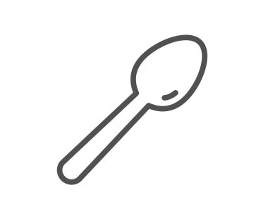 Kaşık çizgisi simgesi. Mutfak çatal bıçak seti. Mutfak eşyaları çay kaşığı çatal bıçak sembolü. Kalite tasarım elemanı. Doğrusal kaşık simgesi. Düzenlenebilir felç. Vektör