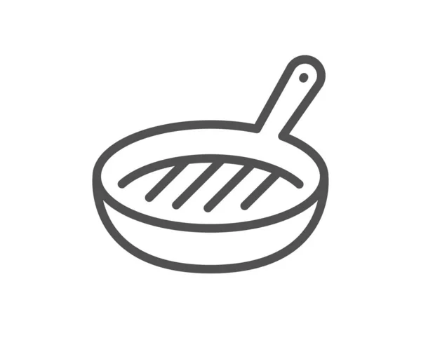 パンラインのアイコンをグリル キッチンの看板 食品調理器具のシンボル 品質設計要素 線形スタイルのグリルパンアイコン 編集可能なストローク ベクトル — ストックベクタ