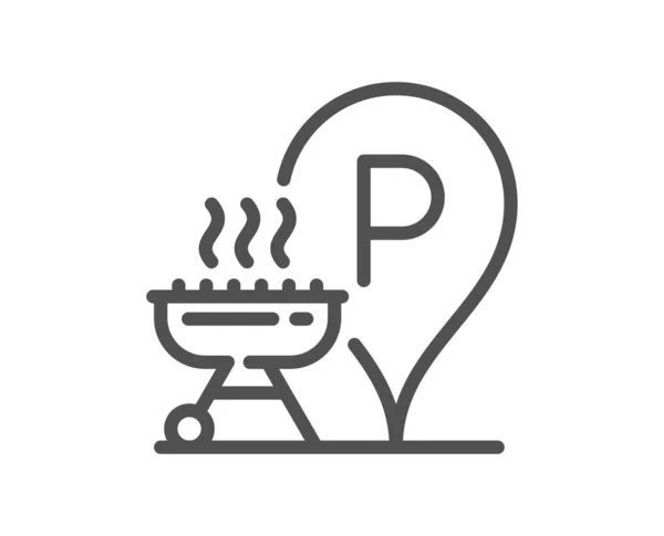 Griller Icône Ligne Place Cuisinière Barbecue Pour Cuisson Des Signes — Image vectorielle