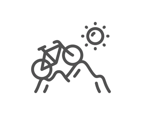 Значок Линии Горного Велосипеда Наружный Велосипедный Знак Символ Спортивной Деятельности — стоковый вектор