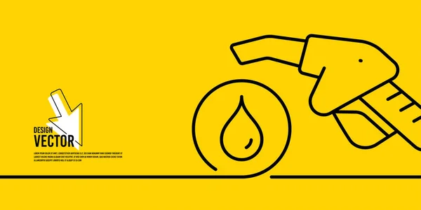 Gasoline Pump Nozzle Yellow Banner Fuel Pump Petrol Station Icon — Stock Vector