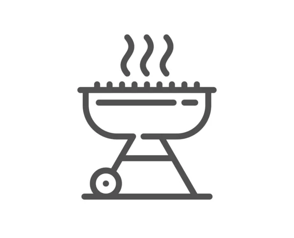烧烤线图标 烧烤锅 用于烹调食品标志 火锅是火锅的象征 质量设计要素 线形烤架图标 可编辑的中风 — 图库矢量图片