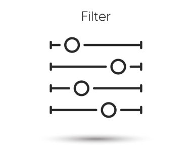 Filtre çizgisi simgesi. Kontrol çubuğu işareti. Ses dengesi sembolü. Web ve mobil uygulama için resim. Line style stüdyo karıştırıcı ikonu. Düzenlenebilir filtre çubuğu. Vektör