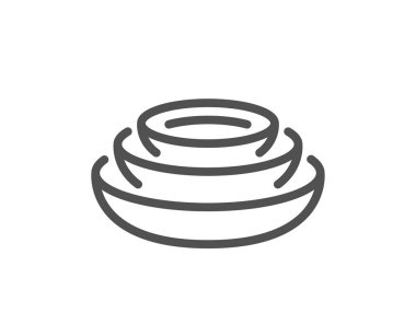Bulaşık çizgisi simgesi. Masa takımı tabelası. Mutfak gereçleri sembolü. Kalite tasarım elemanı. Doğrusal yemek ikonu. Düzenlenebilir felç. Vektör