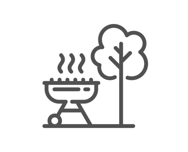 Icône Ligne Gril Cuisinière Barbecue Pour Cuisson Des Signes Alimentaires — Image vectorielle