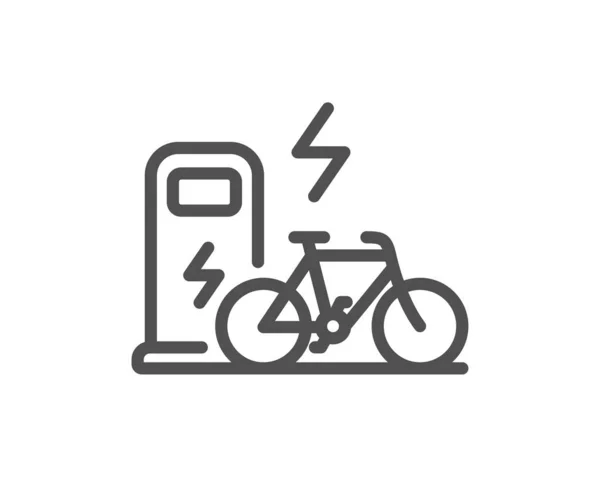 Electric Bike Line Icon Motorized Bicycle Transport Sign Charge Ebike — Stock Vector