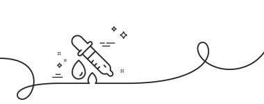 Kimya pipeti çizgisi simgesi. Kıvrımlı tek bir çizgi. Laboratuvar işareti. Analiz laboratuarı sembolü. Kimya pipeti, tek hatlı şerit. Döngü eğrisi modeli. Vektör
