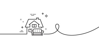 Mobilya taşıma ikonu. Kıvrımlı tek bir çizgi. Kanepe tabelası. Kanepe sembolü. Mobilyalar tek taslak şerit halinde hareket ediyor. Döngü eğrisi modeli. Vektör